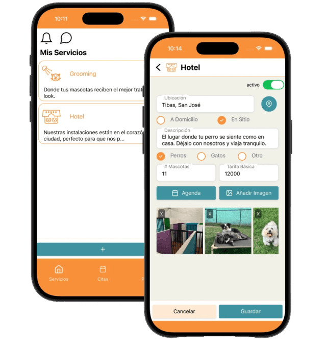 App de petziClub para socios mostrando la gestión de servicios