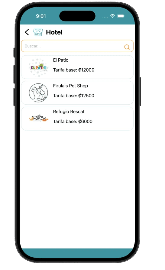 Selección de Proveedor en petziClub